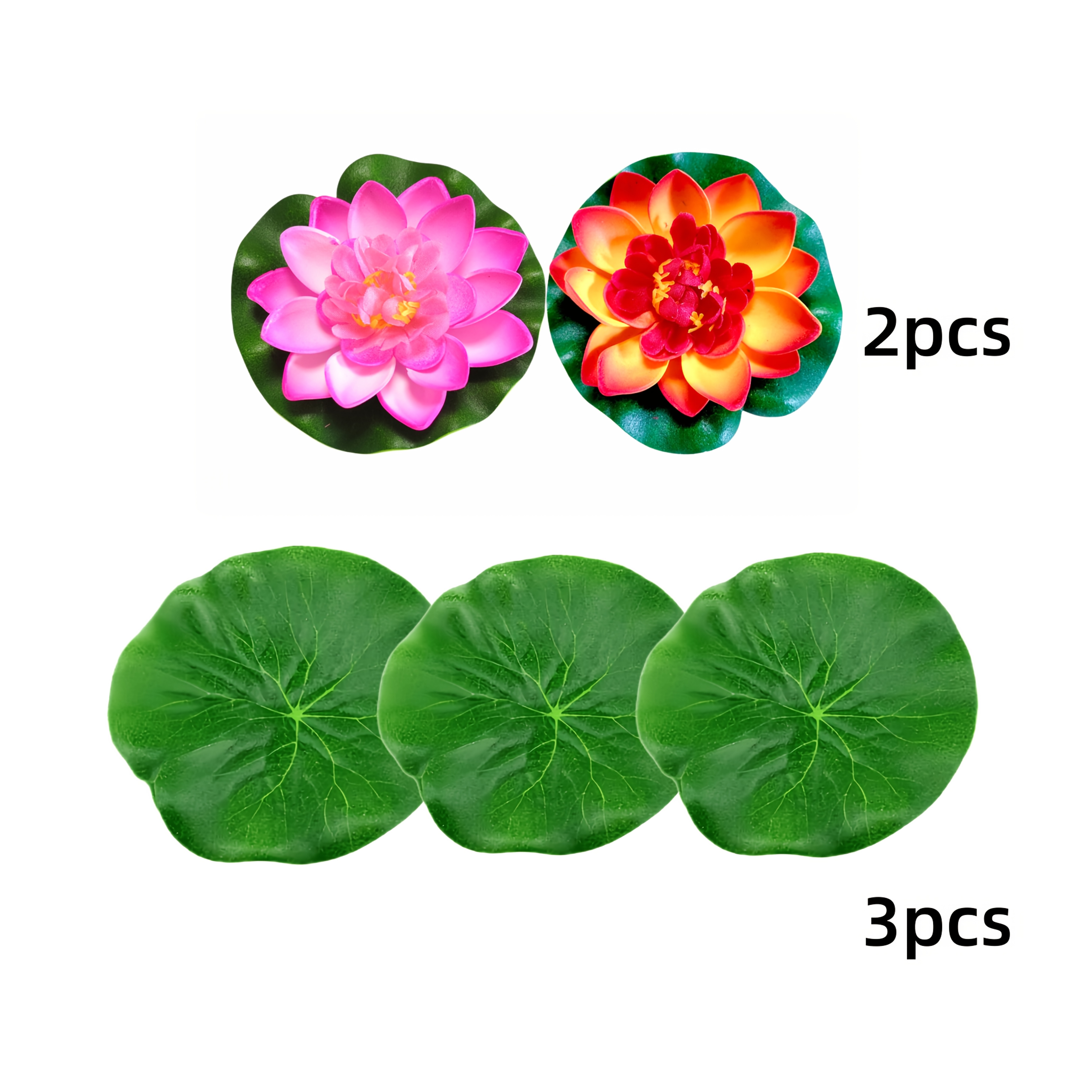Image of 5-pack Realistic Artificial For Lotus Flowers With Green Leaves - Durable Eva Material, Perfect For , Aquariums, Bathtubs, Fountains, And Home Garden Decor