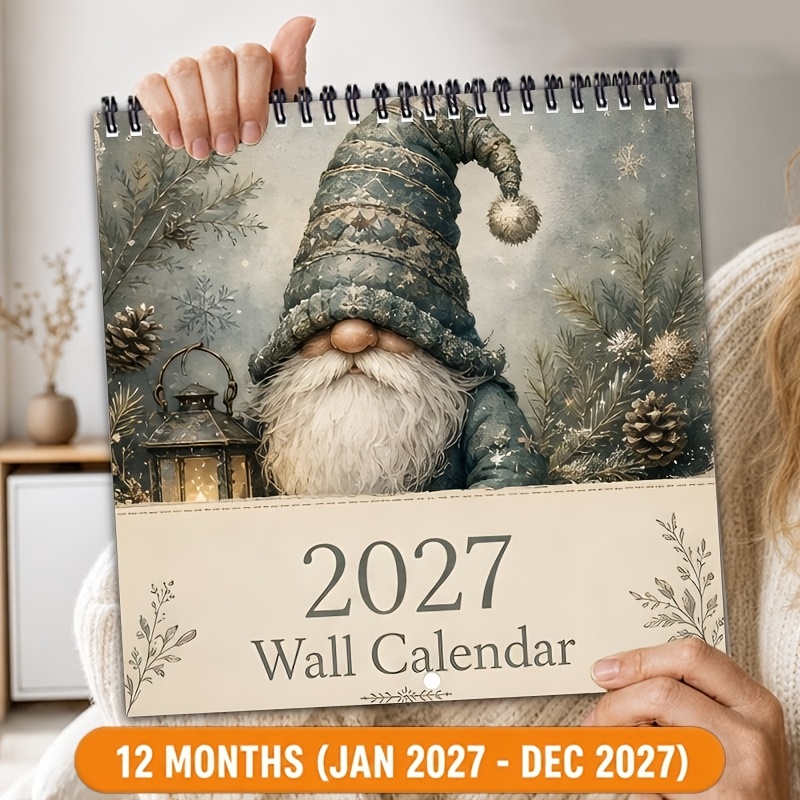 TEMU 1pc 2027 Wall Calendar, 2027 Hanging Wall Calendar, 8.3x8.3 Inch Square Individual Spiral Binding, 12 Months Monthly Planner And Annual