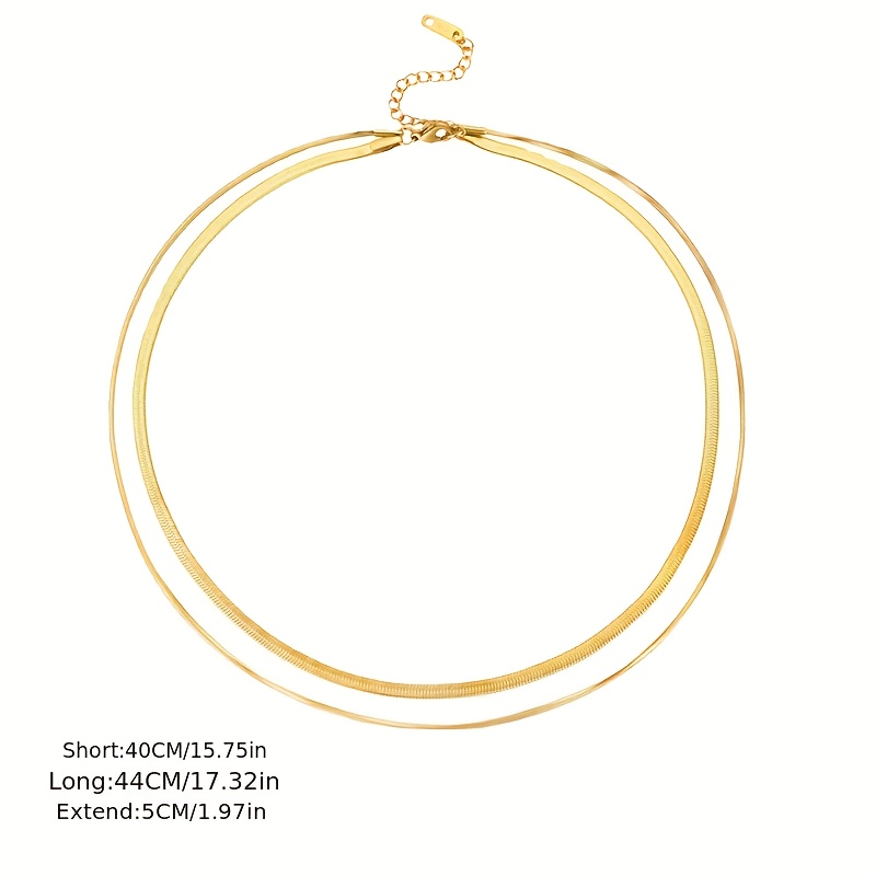 2pcs Snake Chain Herringbone Necklace Golden Women's Necklace