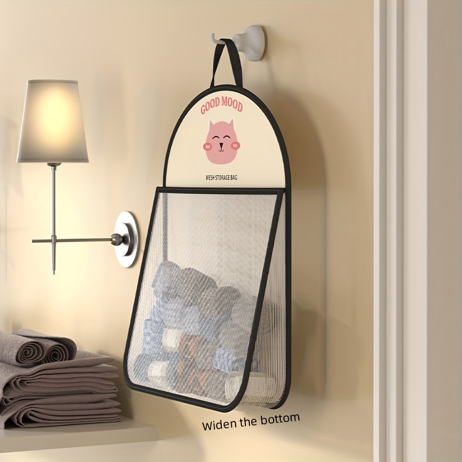 

1pc Hanging Mesh Storage Bag, Polyester Breathable & Washable Laundry Organizer, Wall-mounted Underwear & Socks Sorting Pouch