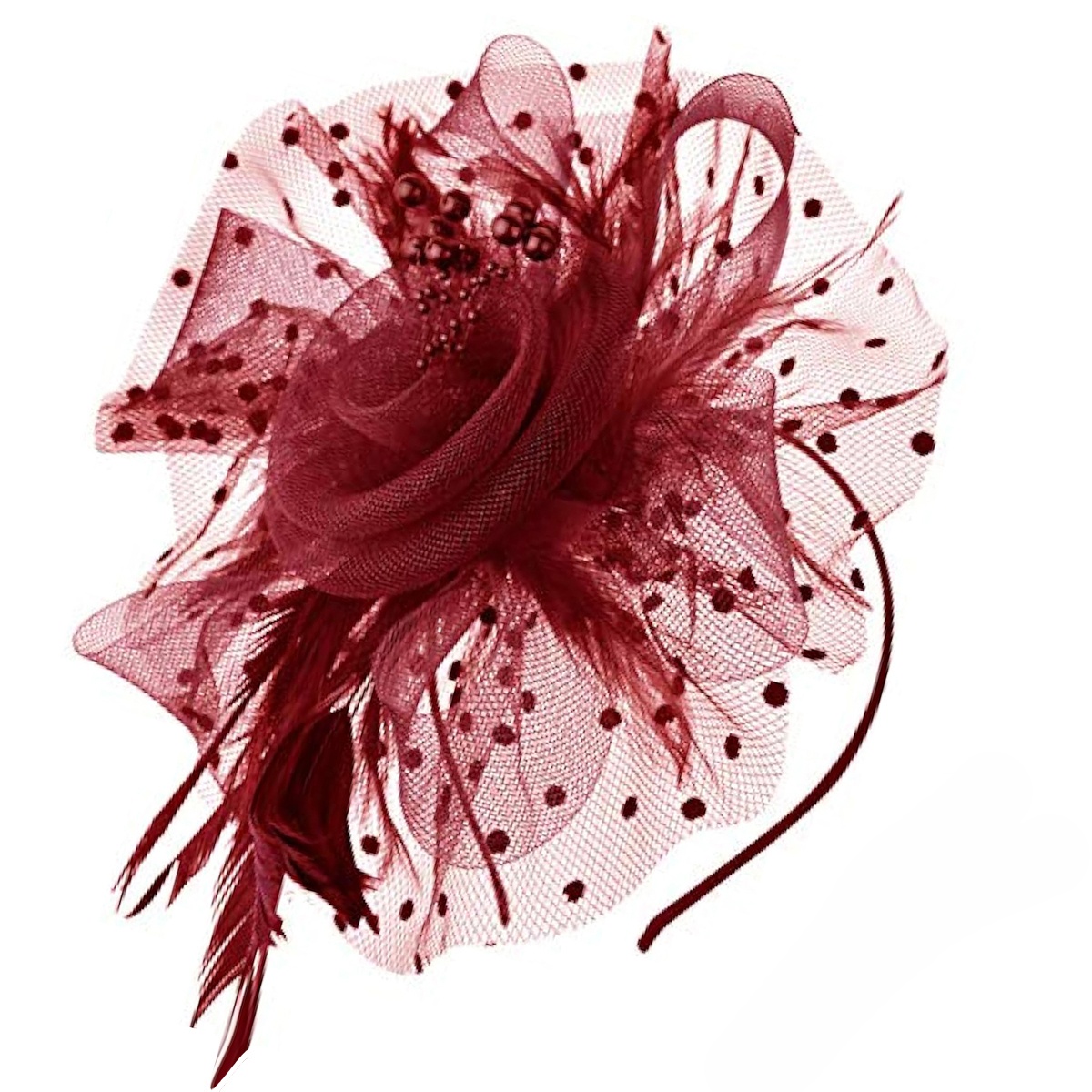 TEMU 1pc D Sombrero Fascinador Vintage de Plumas Artificiales, Cinta de Malla, para Mujer, Accesorios de Baile de Boda, Escénicas, de Té, Bares,