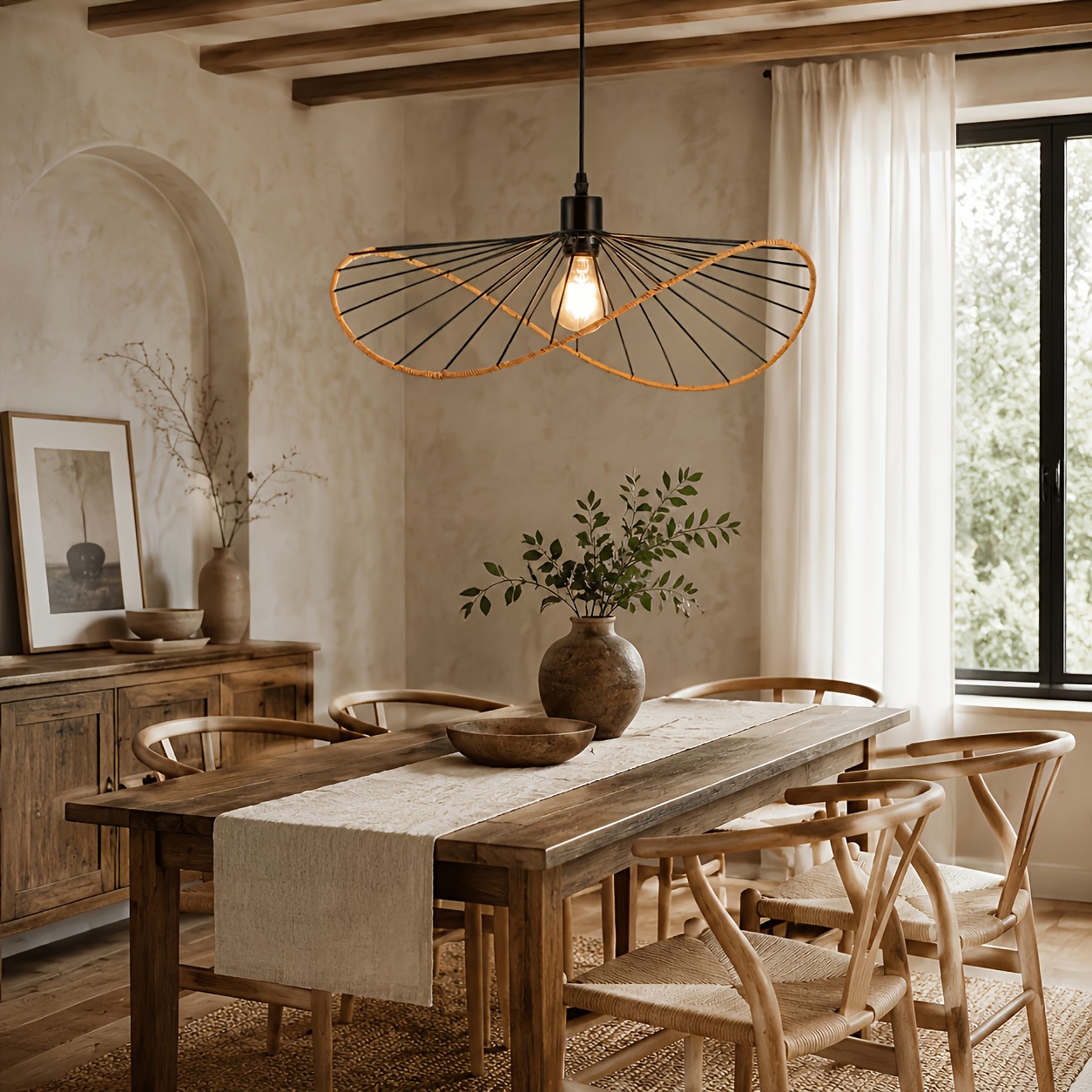 Image of Ceiling Dining Table, Pendant, Light Black | Vintage Chandelier, Metal, Vintage Diameter, Kitchen Light, Suitable For Dining Room, Bedroom, ( Not Included)