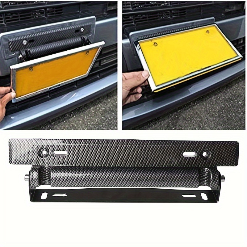 

Adjustable Carbon Fiber Pattern License Plate Frame Holder, Universal Us License Plate Mount Bracket, Water Transfer , Plastic Car Modification Accessory