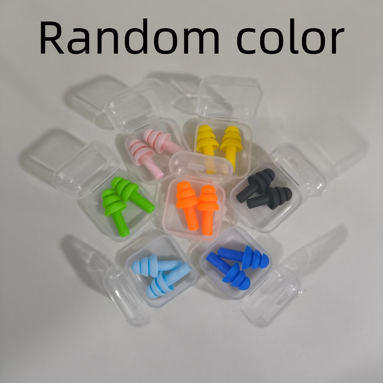 TEMU 21pcs Set: 14 Earplugs + 7 Protective Cases, Colors Shipped . Silicone Swimming Earplugs, Suitable For Deep Sleep, Travel, Studying, Swimming,