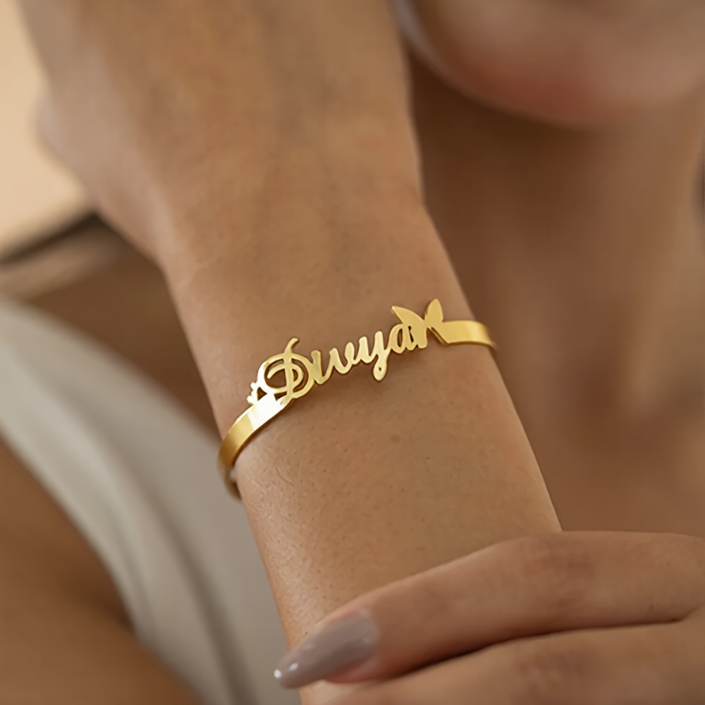 Personalized Name Love Heart Bracelet, Cute Butterfly Design