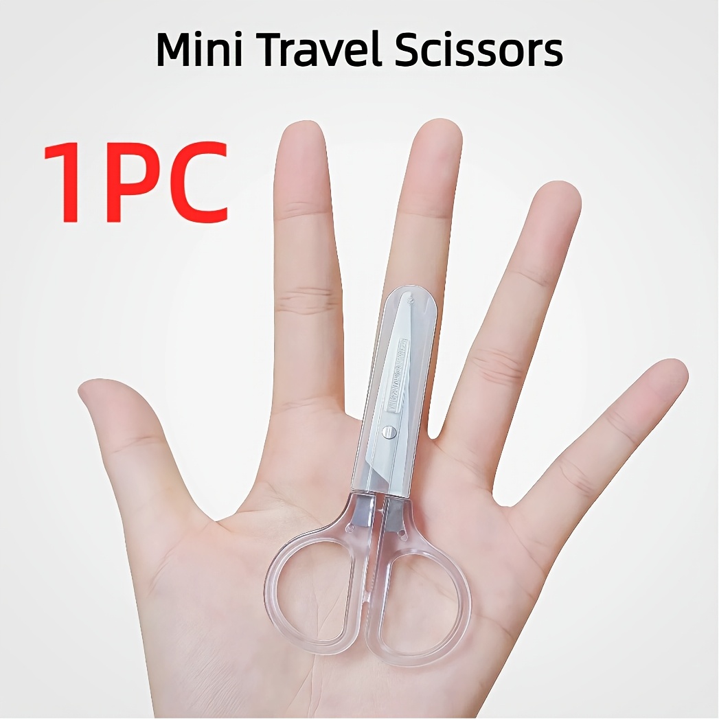 TEMU 1/3/5pcs Mini Travel Portable Scissors, Perfect For Travel, Safety Rounded Tips With Protective Cover. In Handbags, Pockets, Makeup Bags, Etc.