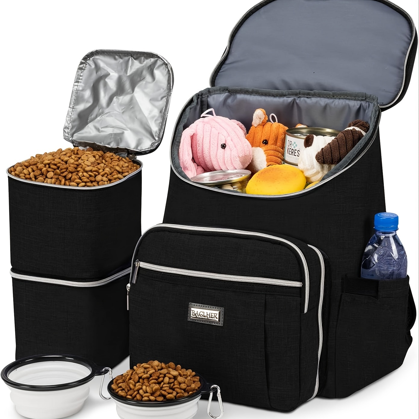 TEMU - Detachable For Dog , Dog Bag For 2 Bowls And 2