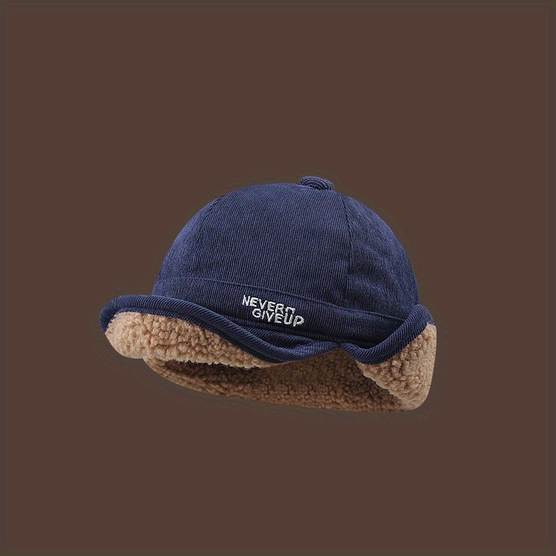 TEMU 1pc A Foldable Brim, Unisex Outdoor Gear, Stylish Warm Hat For Women. A Baseball Cap With Earflaps, Ideal For Men And Women, Cozy Fleece Peaked
