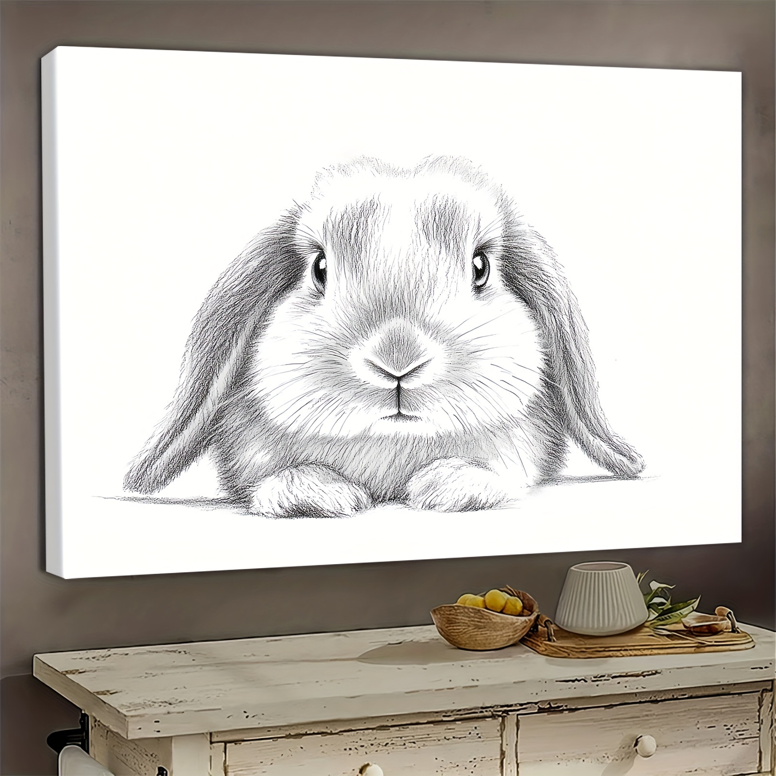 

Lop Eared Rabbit Bunny Art Drawing Print - Greetings Animal Wooden Canvas - Cool Animal Landscape - Cute Canvas - Eye Canvas Gift - Ready To Hang