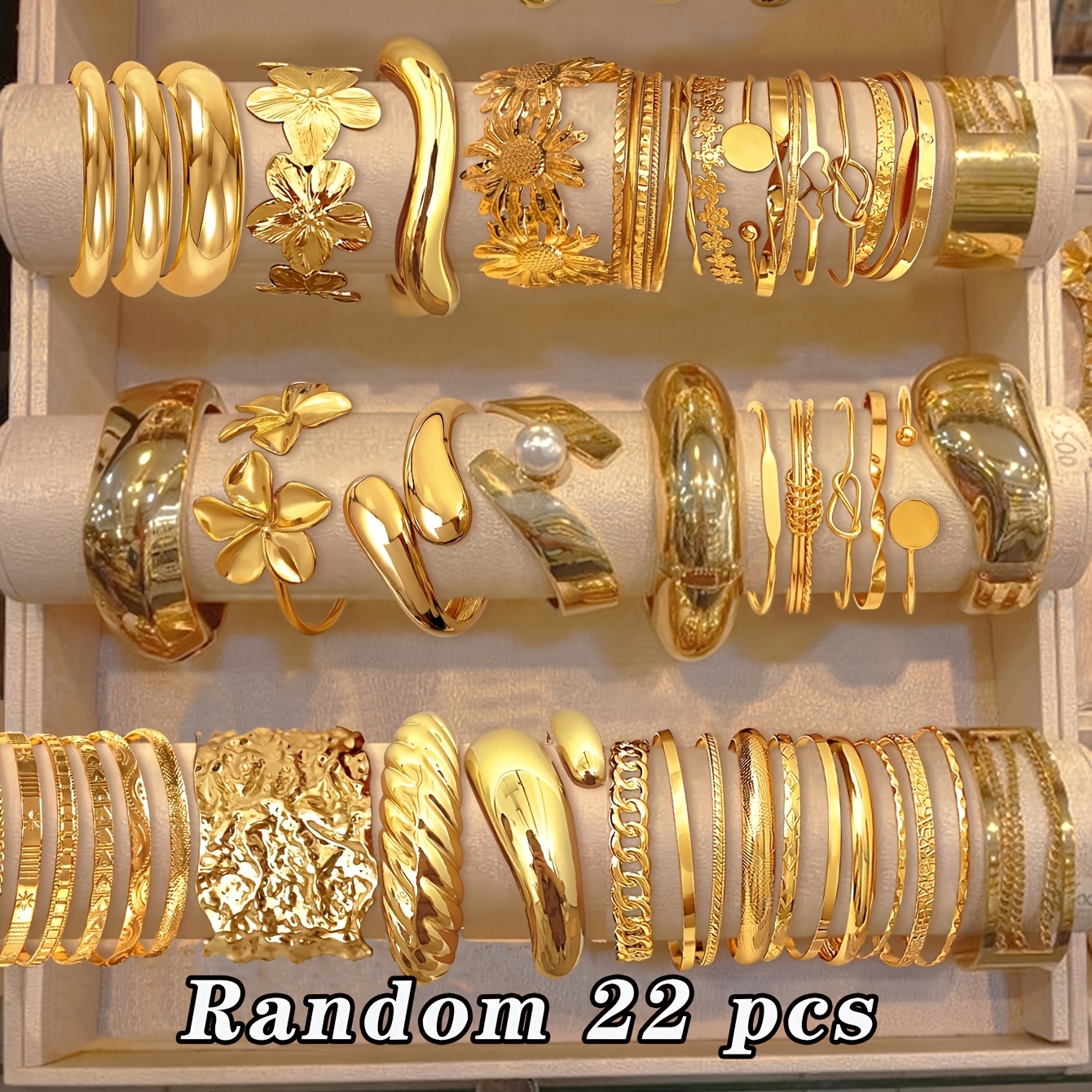 Random Stackable Bracelet Set — Floral & Geometric Designs