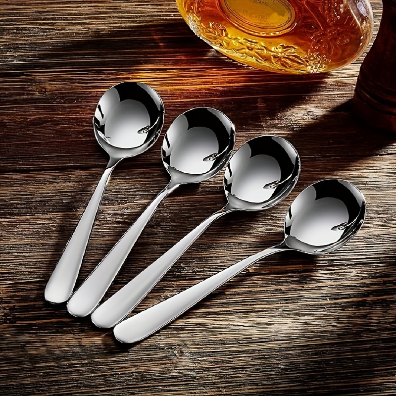 E-shop Set von 4 Edelstahl-Suppenschaufeln - 6.5" Rund, für den Ess- & Küchengebrauch - Ideal für Feiertage einschließlich Halloween, Hanukkah, Ostern,