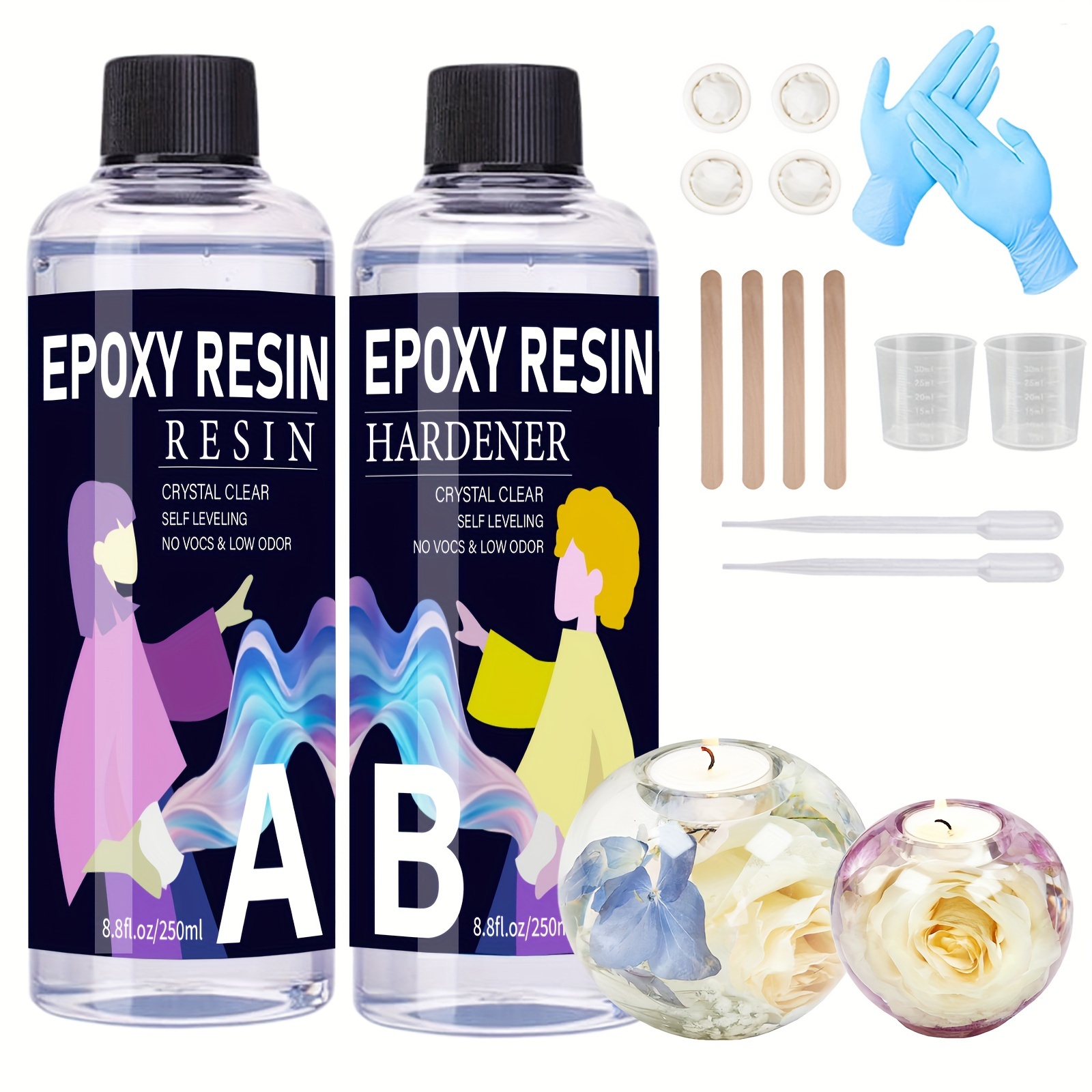 

Epoxy Resin Kits - Crystal Clear Epoxy Resin Kit - No Yellowing No Bubble Art Resin Casting Resin For Art Crafts, Jewelry Making, Wood & Resin Molds