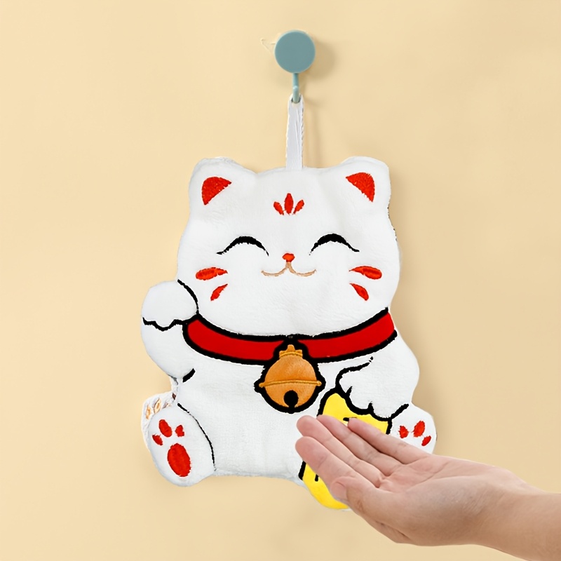 TEMU Cute Fingertip Towel Coral Velvet Hand Towel Suitable For Daily Use, Bathroom, Kitchen, Hanging Design Hand Towel