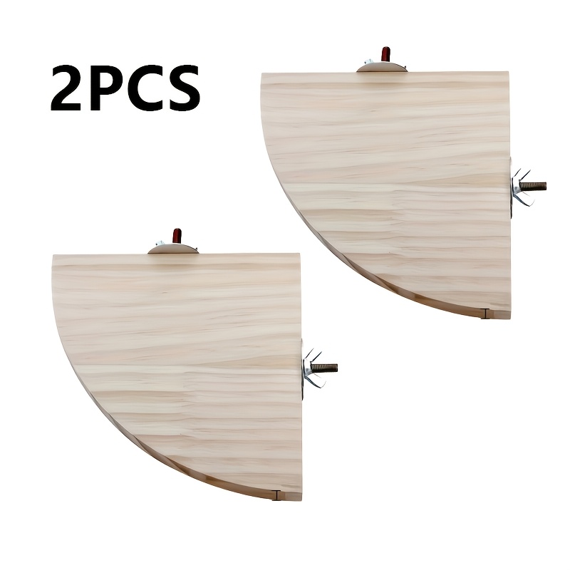 Image of 2pcs Bird Cage Corner Platform With - Jumping Perch, Fan-shaped Plywood Habitat Bracket & Clip-/shoot-thru Hanging Toys For Parrots, Hamsters, Small Pets - Durable Wood Cage Accessory For Climbing &