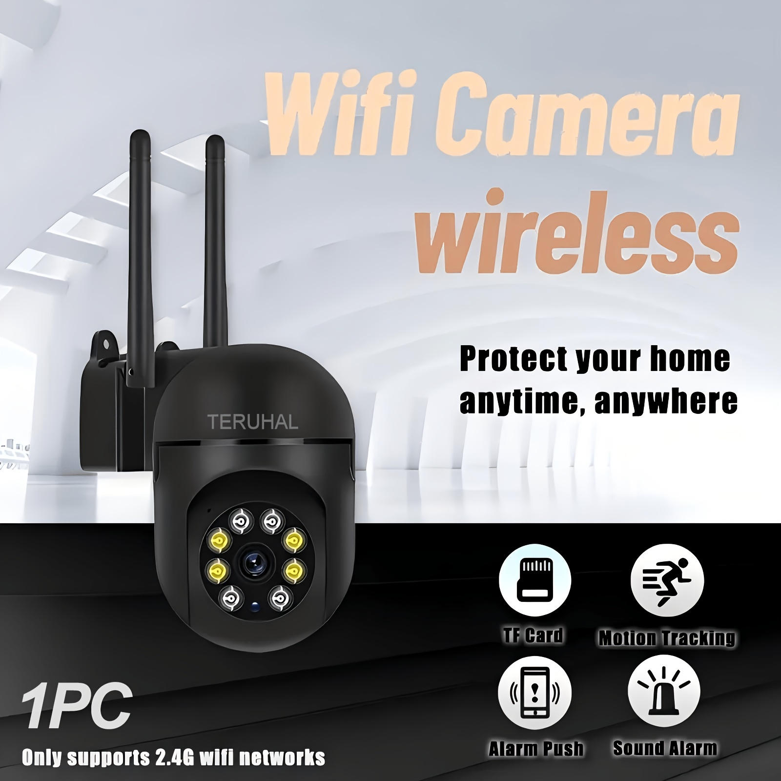 Image of Wireless Wifi Security Camera | 2.4ghz Wifi, Ptz Automatic Tracking And Alarm, Color Night Vision, 355 Degree Horizontal And 90 Degree Vertical Rotation, Voice | Suitable For Indoor And Outdoor Use
