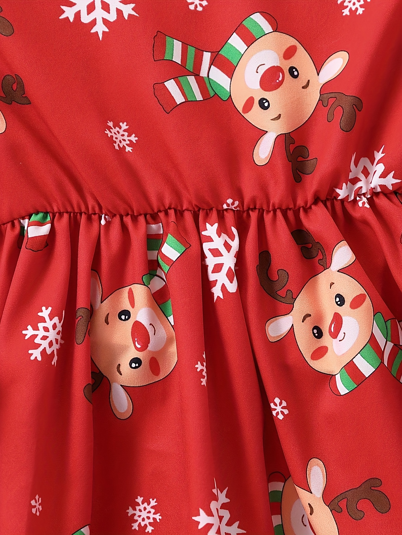 cartoon christmas dress young girl cartoon christmas reindeer snowflake pattern
