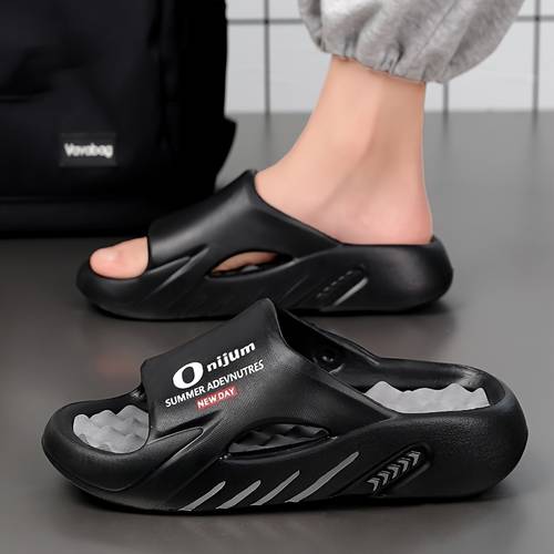 2024 new style womens summer slip on slippers painted thick soled beach sports sandals for outdoor wear cross border plus size