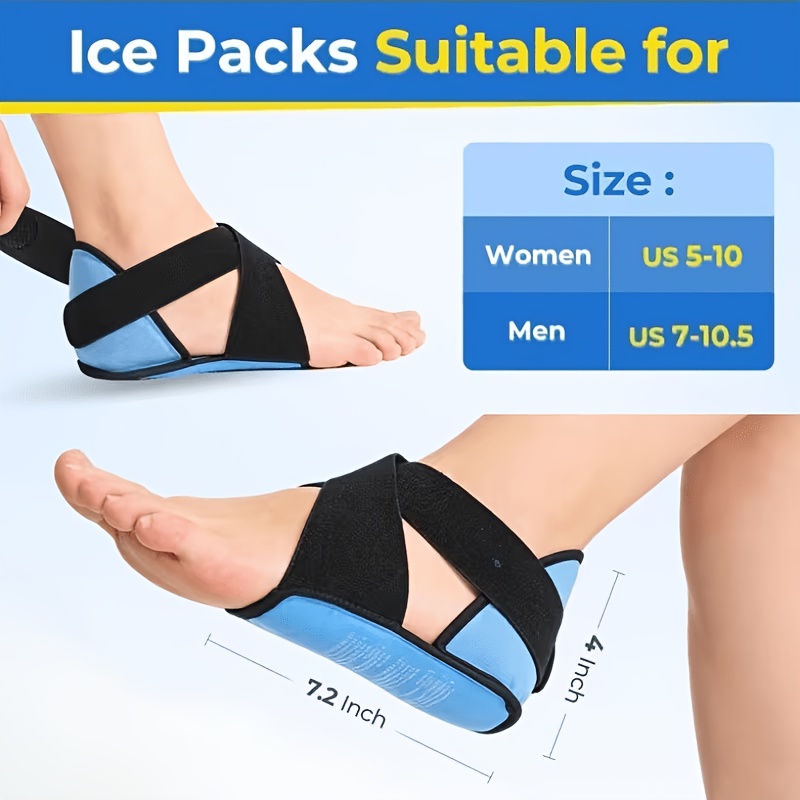 TEMU Relief Ice Packs, 1or2pcs Heel Ice Pack For Pain Relief With Heel & Coverage, Adjustable Hot Cold Foot Ice Pack Wrap For Heel Spur, Achilles