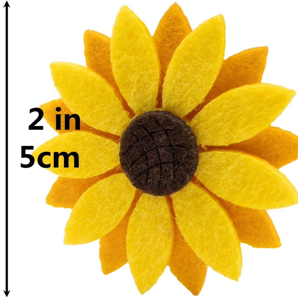 Image of 20pcs Three-layer Felt Sunflower Handmade Wedding Decoration Home Crafts Used For Wedding Headdress Hair Clips Hair Band Head Rope Decoration