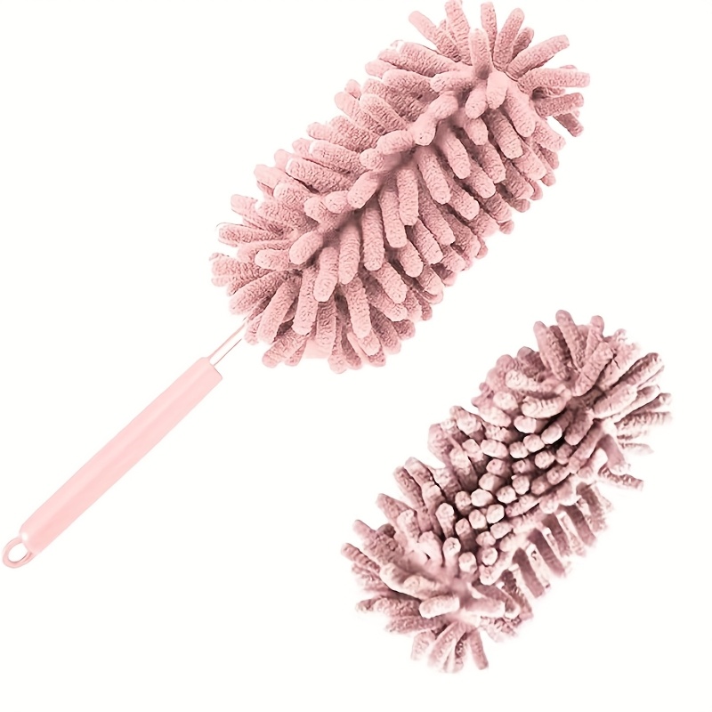 Set Of 2 Microfiber Dusters Designed For Cleaning, Featuring A Telescopic Extension Pole. Mini Dusters Are Washable And Suitable For Cleaning Cars, Windows, Furniture, And