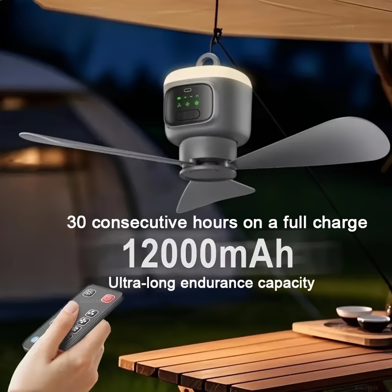 Outdoor Remote - Controlled Large Fan Blade Rechargeable Model (12000mah) - Quiet And Comfortable, 3 - , Suitable For Use In Families, Camping, Tents, And Offices. A Great Gift For During Festivals.