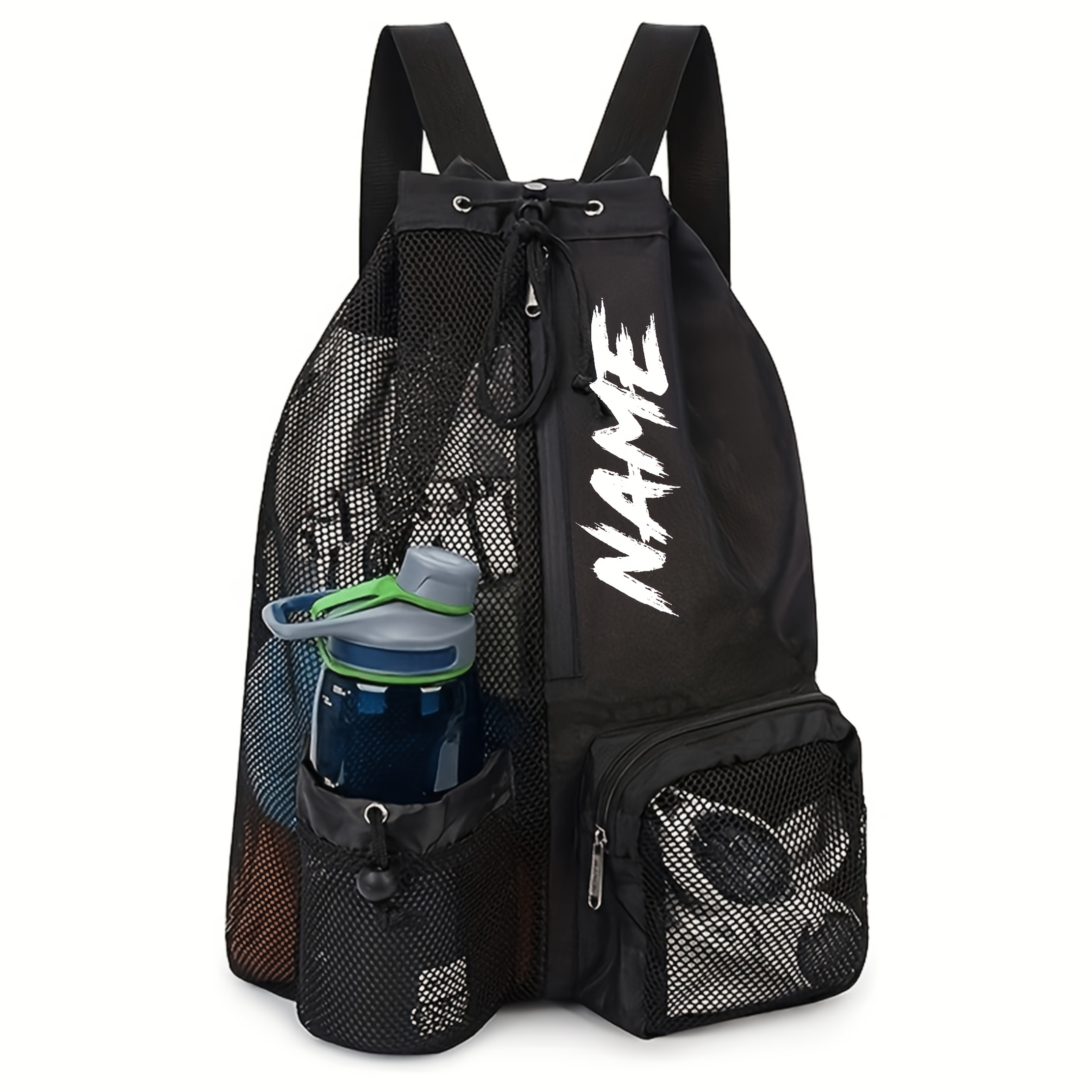 TEMU Customizable Name Mesh Drawstring Backpack, Adjustable Strap Mesh Backpack, Multiple Colors Available, Large Capacity, Durable Nylon, Multiple