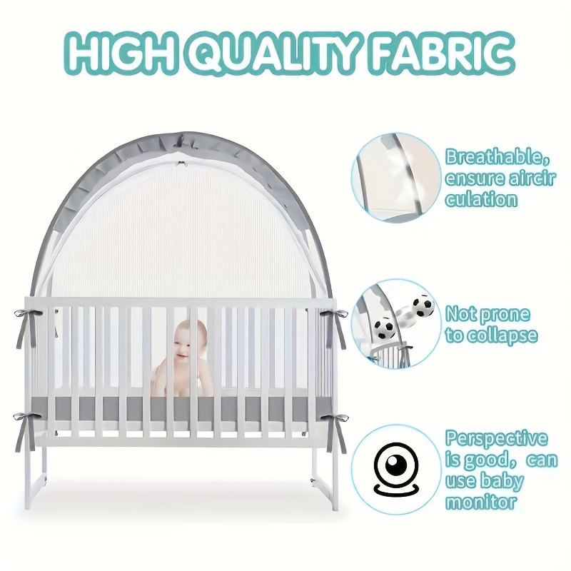 Crib Canopy - Netting to Prevent from Climbing Out - Sturdy And Breathable Pop-Up Tent for Cribs, Safety Cover