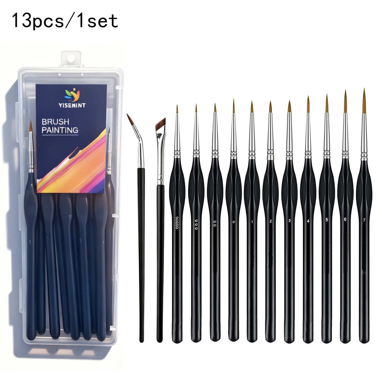 TEMU 13 piezas/1 juego de pinceles de para artística, diseño ergonómico con mango triangular, pinceles micro, adecuados para pinceles de pintura