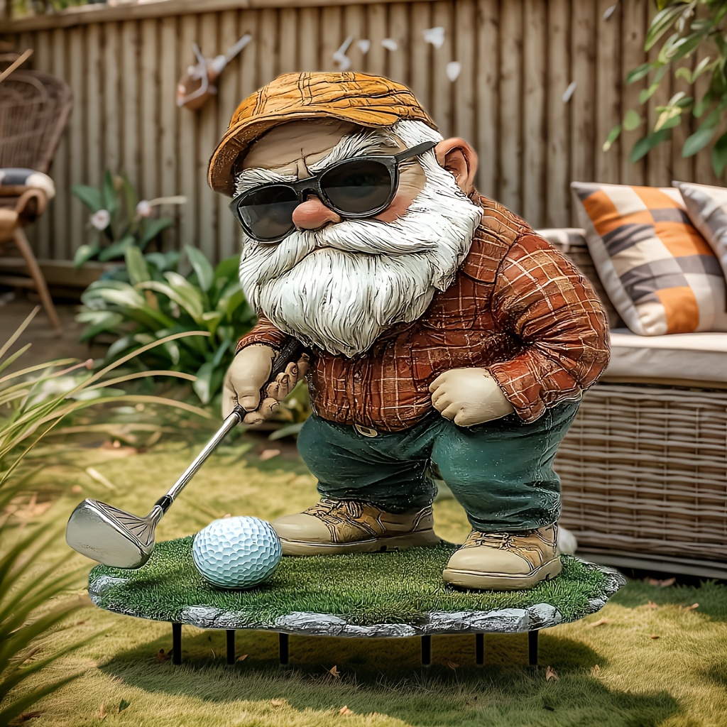 

1pc Art Deco Golf Dwarf Statue, Acrylic Outdoor Lawn Decoration, Unique For Garden Landscape, , Festivals, Birthdays, Valentine's Day - No Electricity Or Battery Needed