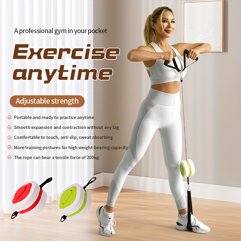 Adjustable Resistance Fitness Puller, Dumbbell Home Fitness Equipment, Portable Rowing Machine, Training Arm Strength Device, Pulling Rope Capable Of Carrying 200kg Of Tension, Multiple Training Positions, Smooth Stretching Without Stugging, Without Battery