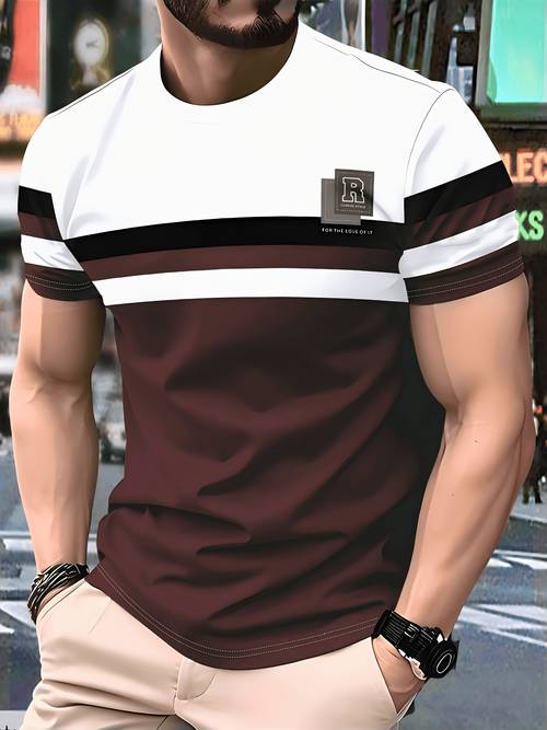 camiseta casual de moda para hombre - camisetas de poliéster, cuello , manga corta, lavable a máquina, cómoda para , magliette, camiseta de uso | camisetas de tela transparente y elegante