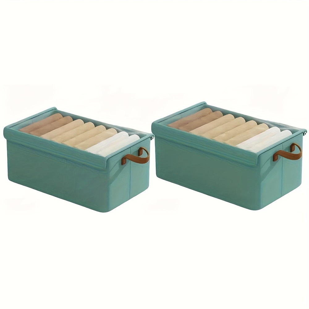 TEMU 4/2pcs Grande Boîte de Rangement en Tissu Cationique, Pliable et Plate, de Place, avec Couvercle et Poignée, Boîte de Rangement pour Chambre à