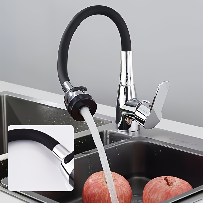Mitigeur De Cuisine Pivotant 360° Noir – Flexible, SUVIDA, Inox Brossé