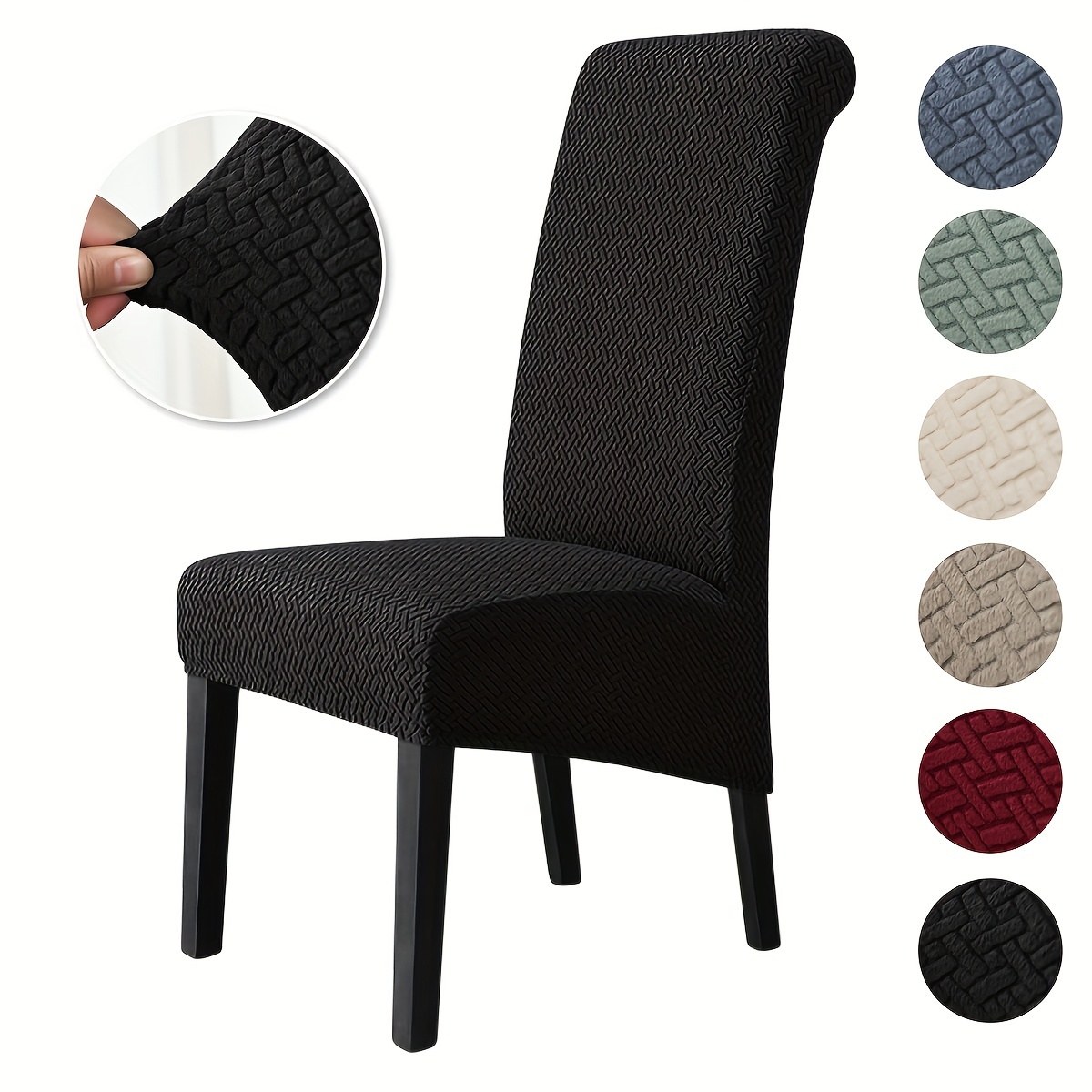 TEMU 1 pièce Housse de chaise à balancier large extensible unie à rayures et à carreaux, convient pour la décoration et l'embellissement des chaises