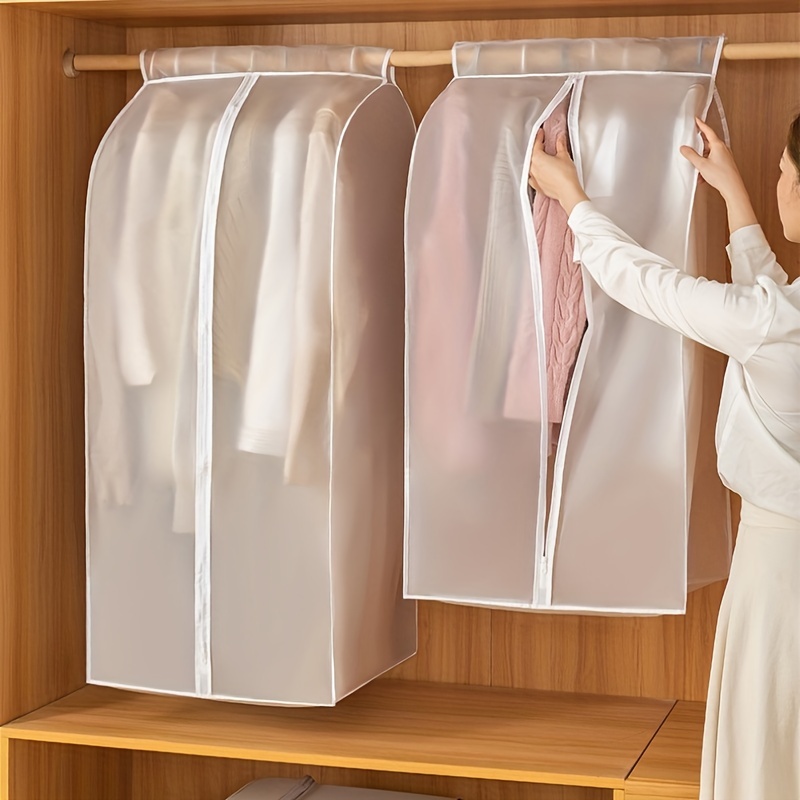 

1 Pc Dustproof Zipper Hanging Storage Bag, Simplistic Multifunctional Garment Organizer For Suit, Shirt, Dress, And Coats