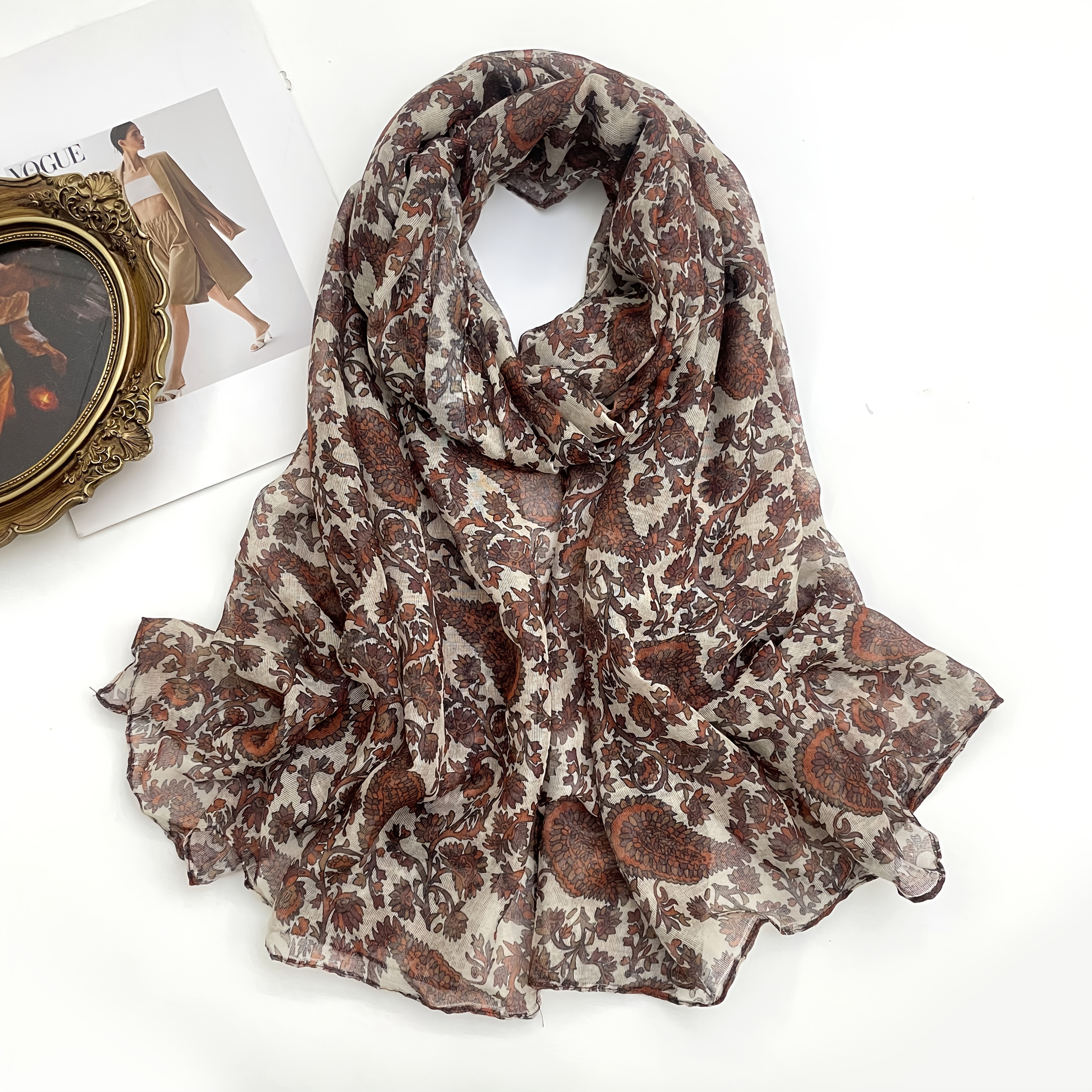 TEMU Bohemian Paisley, Made From Lightweight Breathable Fabric, Drapes As A Scarf, Shawl, Or Headband. Essential For And Fashionistas, Infusing