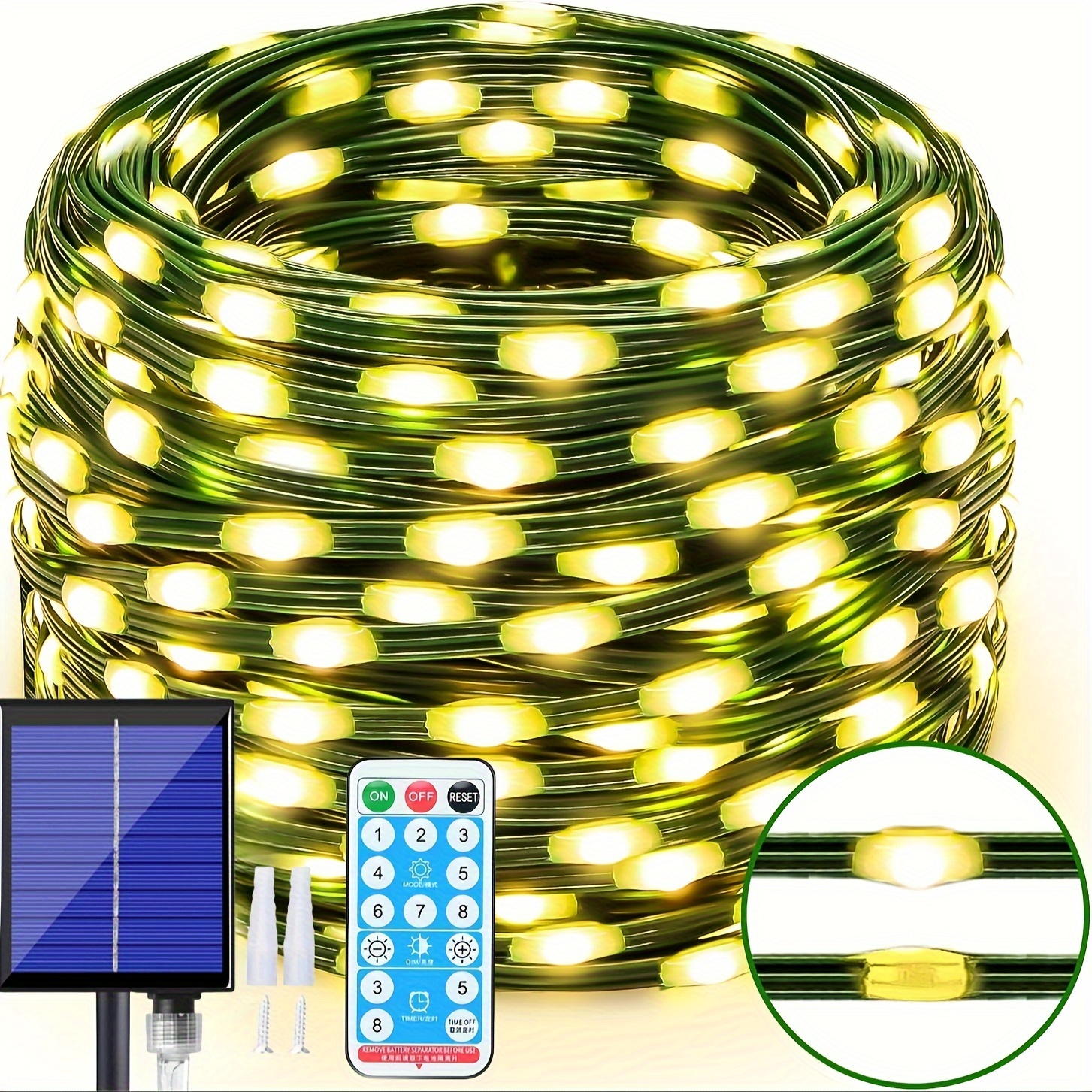 

Solar Lights, 99ft 300led Solar String Lights, Waterproof 8 Modes Fairy Lights For Outside Patio Camping Party