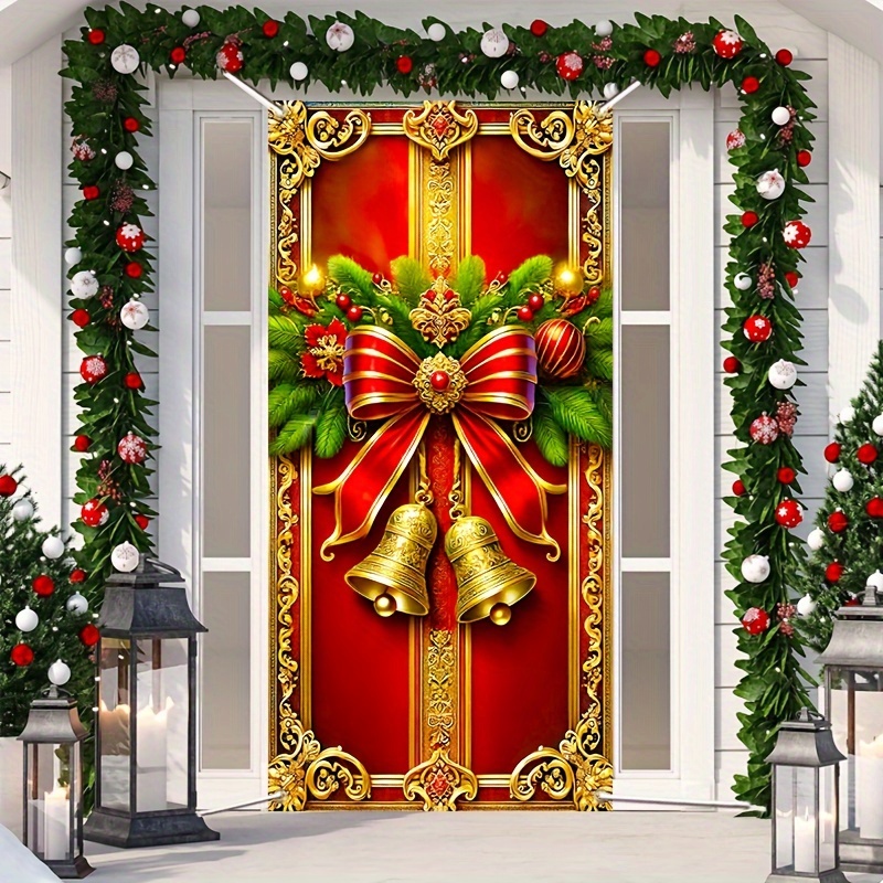 

Hego Christmas Hanging , Red , And Wreath - Polyester Multipurpose Decoration For , , - 35.43 X 70.86 - No Needed