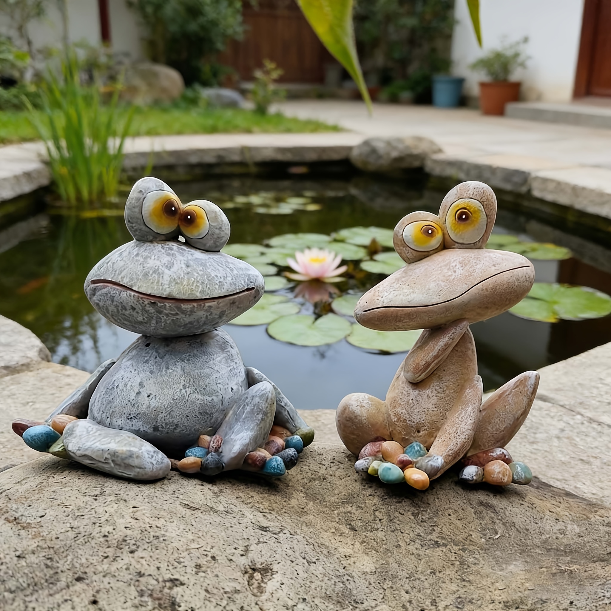 Seated Frog Outdoor Statue - Funny Resin Garden Decor Figurine 6 Seated Frog Outdoor Statue Overview