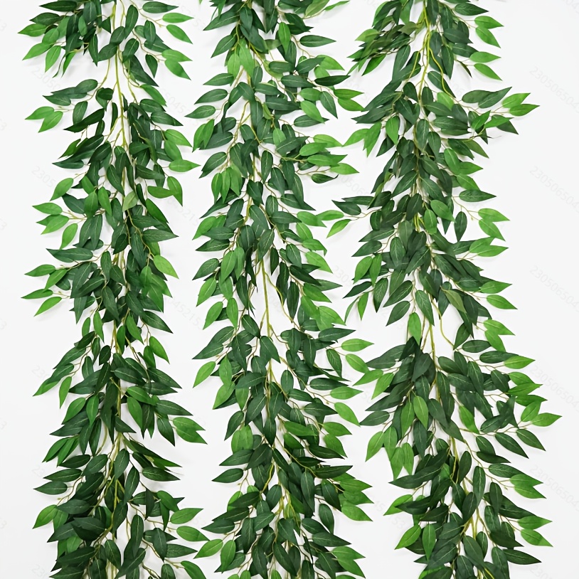Image of 3 Strands Italian Artificial Vines, 73" Vine Garland With Green Leaves, Fake Hanging Plants Greenery Decor For Home, Bedroom, Wall, Party, Wedding Decoration