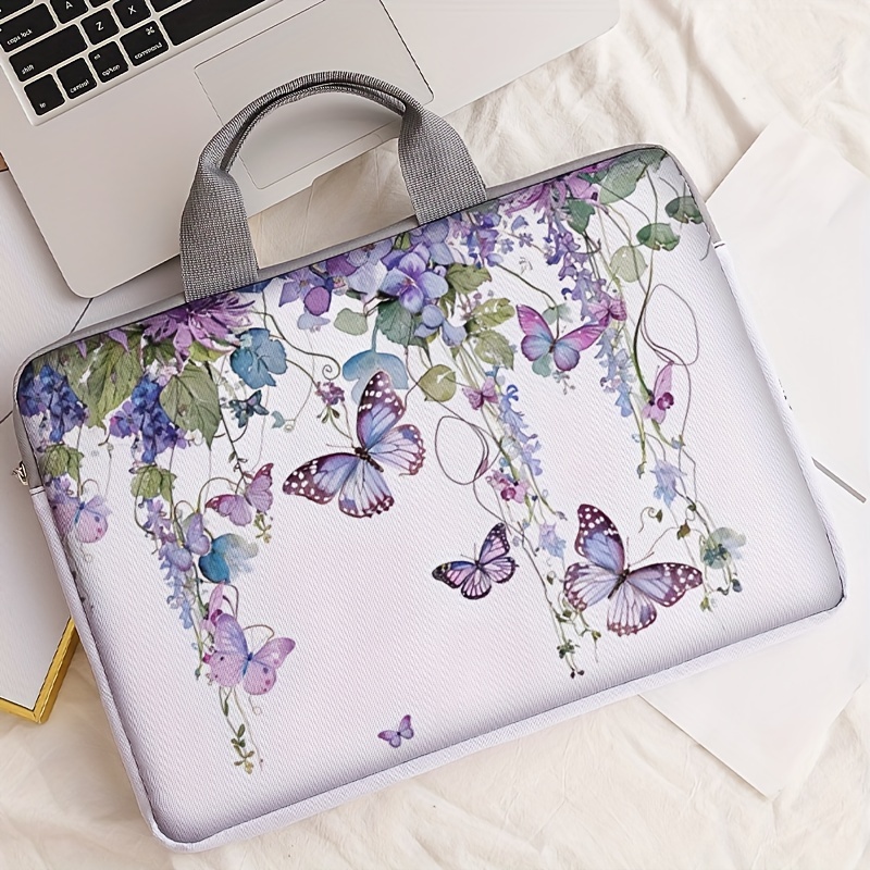 TEMU 1pc Set, 2 Styles, Flower And Pattern Printed Laptop Bag, Soft Laptop Fabric Cover Suitable For 14 Inch Laptop Soft Cover, Laptop Cover, Tablet Cover, Laptop Zipper Cover, Fixed Laptop Bag