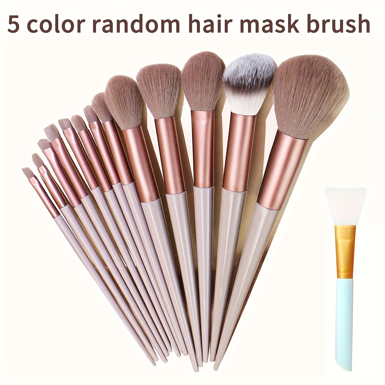 

13-piece Luxury Makeup Brush Set With 1 Facial Mask Brush, Soft Synthetic Bristles, -free, Nylon Bristles, Types, Abs Plastic Handles, Oval Shaped, Includes Travel Bag, Unisex Cosmetic Brush Kit