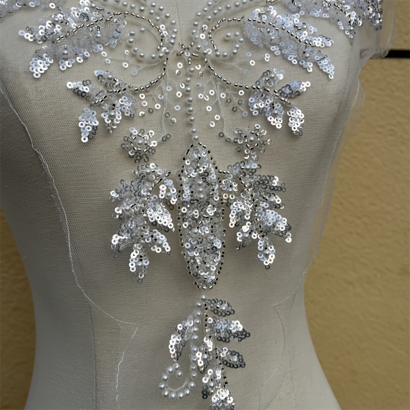 elegant white v neck floral lace applique embroidery perfect - Temu
