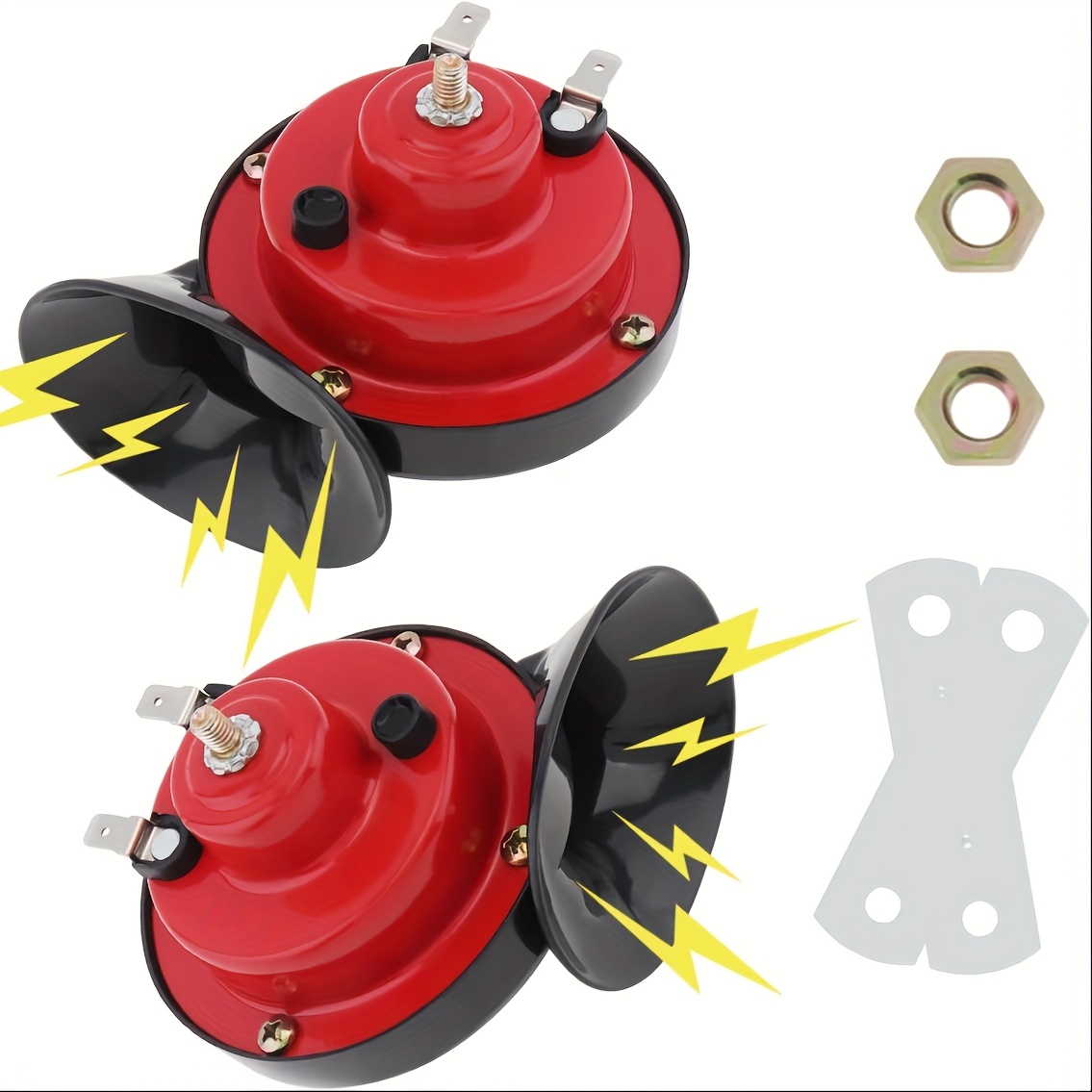 Meshuba 2025 Upgraded 2pcs 12v Super Loud Truck Train Horn, Car Air Electric Snail , Replacement Kit For Any 12v Suv Motorcycle Pickup For Lorries Cars Boats