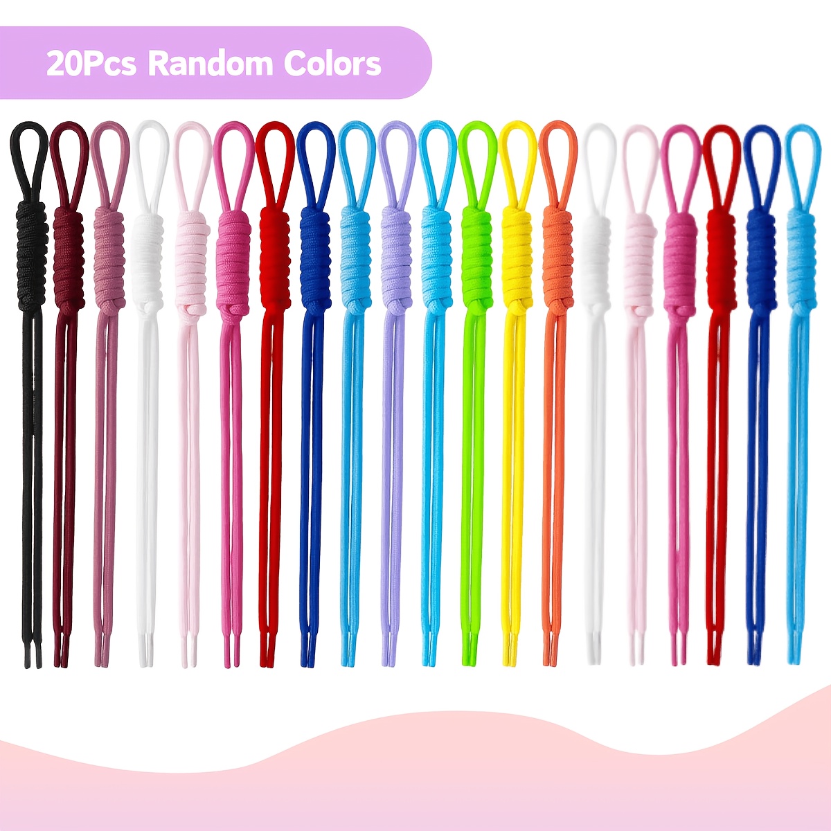 Image of 20pcs Random Colors Paracord Rope Keychain, Paracord Keychain Bag Charms, Braided Rope Knot Key Chain For Handbag Purse Backpack.