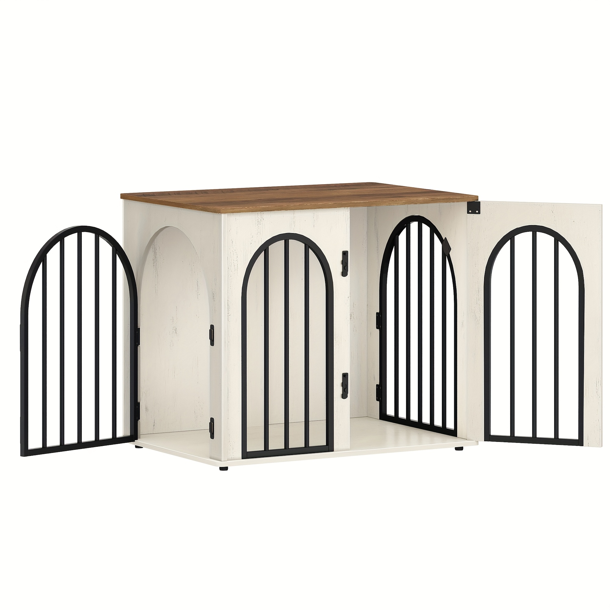 Dog Cage Furniture, 68cm Dog Crate For Home, 3 Doors, Arched Door, Modern Indoor Dog Crate For Dogs, Side Table, Heavy-duty Dog Cage, 48 X 68 X 56cm