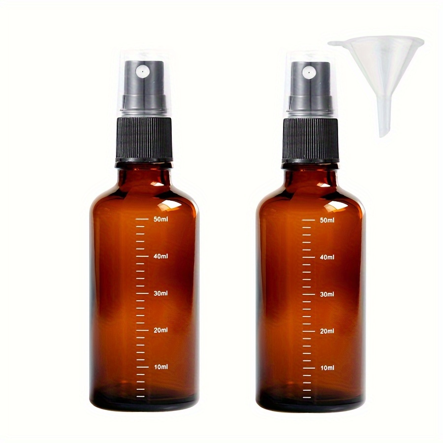 E-shop 50 ml Messflasche, bernsteinfarbene Glas Sprühflaschen mit feinem Nebel und Staubschutzkappe, leere nachfüllbare flüssige Kosmetik Sprühflasche