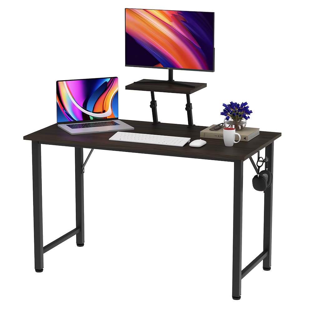 Black Computer Desk With Support Frame, Ideal For Home And Office Use, Study Table, Dimensions 100x50x75cm