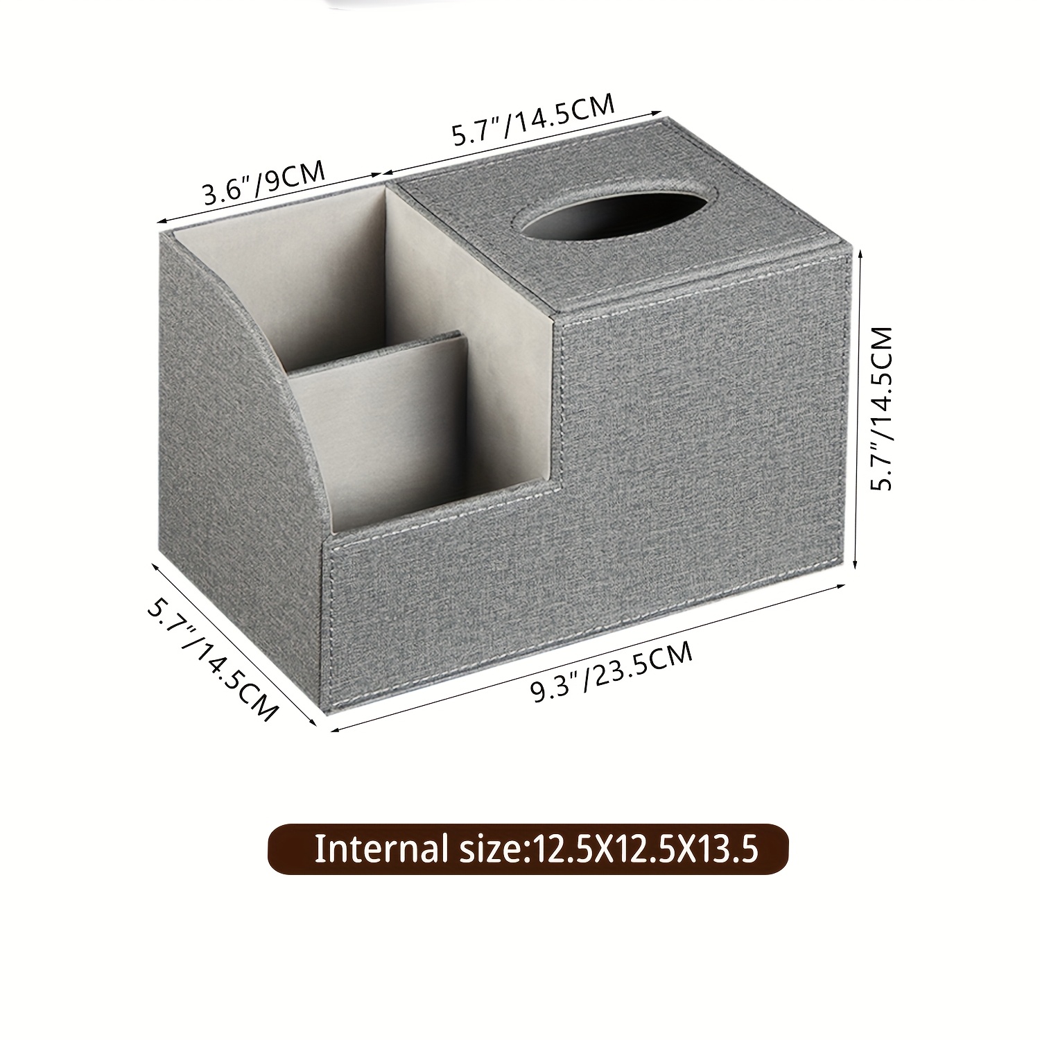 multifunctional square tissue box cover with remote control holder   leather decorative napkin tissue box holder remote caddy cube desktop organizer storage box for vanity toilet office bedroom living room and bathroom decorative accessory Product details 2