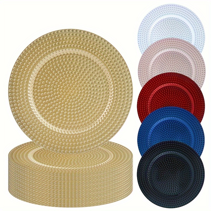 TABLECLOTHSFACTORY 6 Pcs 13" Gold Round Charger Plates For Tabletop Decor